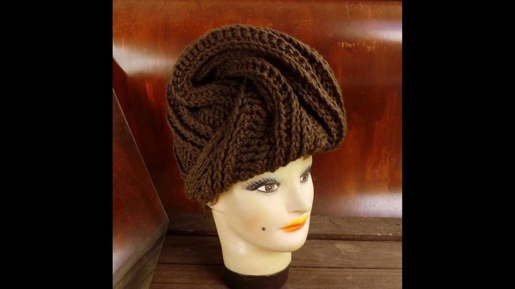 DEITRA Unique Crochet Turban Hat in Brown
