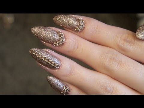 DIY Stiletto Nail Tutorial: Glitter & Chains (Stiletto nails, Cat Claws, Claw Nails)