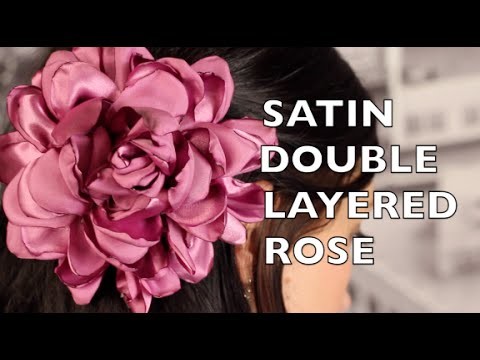 Fabric Hair Flower Tutorial | Satin Double Ruffled Rose | DIY