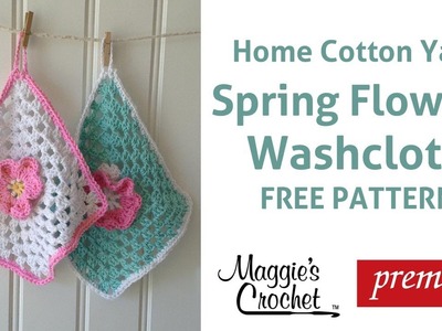 Home Cotton Flower Dishcloth Free Crochet Pattern - Right Handed