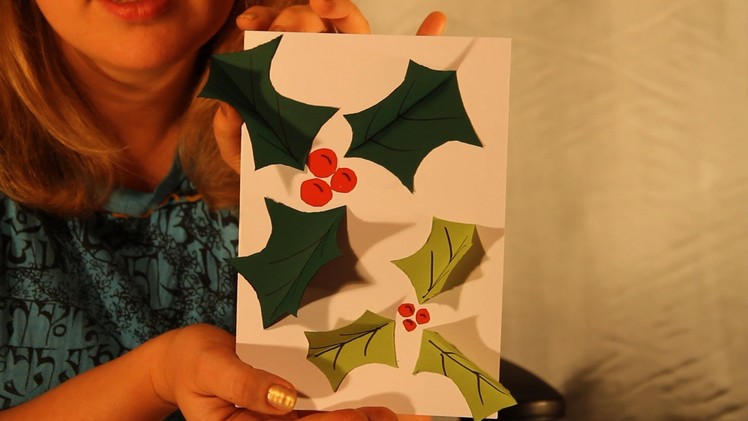 How to make a Pop-up Holly Christmas Card - Children's Art and Craft Project
