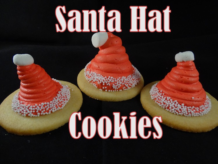 Santa Hat Cookies-Marshmallow Buttercream Recipe -with yoyomax12