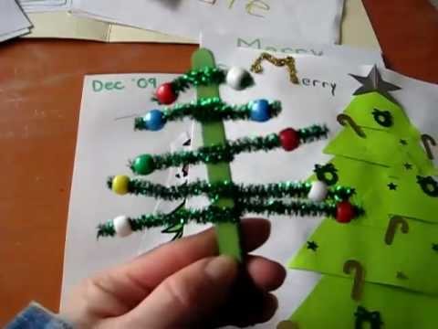 Christmas. Arts and Crafts: Trees from Popsicle sticks, pipe cleaners, beads, clay, and more.