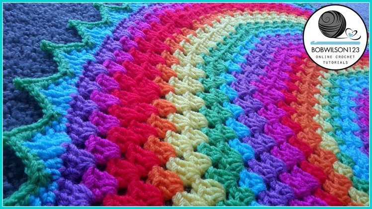 Crochet Granny Round Rug. Blanket CAL - Edging Option 2 - Part 6 of 7