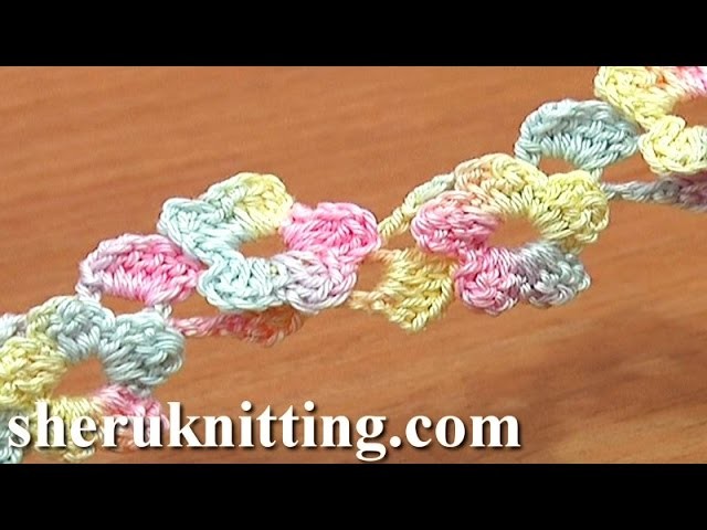 Crochet Lace Cord 5-Petal Flower Along Tutorial 15 Crochet Around Post