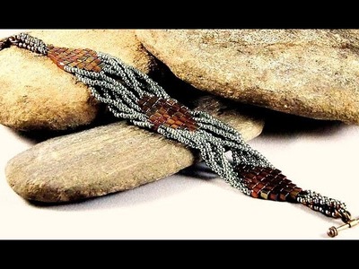 DIY tutoria: How to make adiamond bracelet using miyuki.toho cube and seed beads brick stitch
