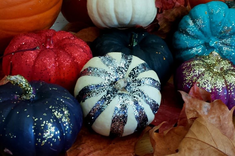 EASY DIY: Painted Pumpkins with Glitter!