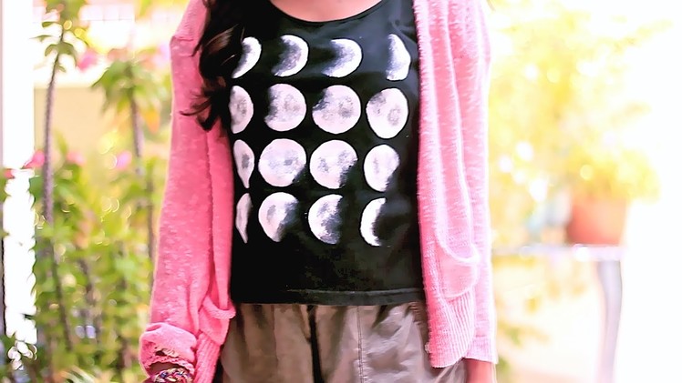 ☪ Moon Phases Shirt DIY | Brandy Melville Inspired | Back to School Idea