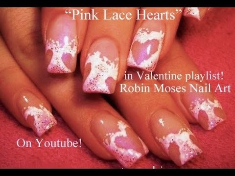 Nail Art Tutorial | Easy Valentine's Day Nails | Pink Cut out Lace Heart Nail Design