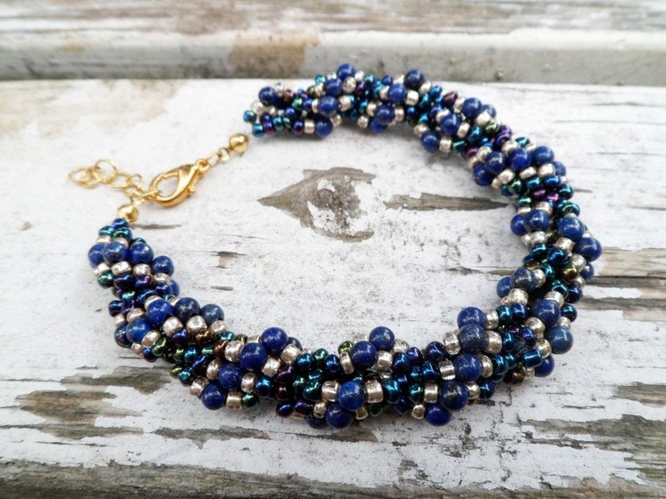 PandaHall Jewelry Making Tutorial Video--How to Make Lapis and Gold Spiral Rope Chain Bracelet