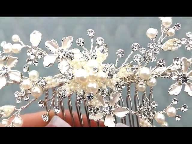 Romantic Beaded Bridal Comb in Silver & Gold by www.HairComestheBride.com