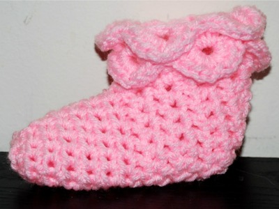 Crochet Crocodile Stitch Booties, Toddler Size Part II