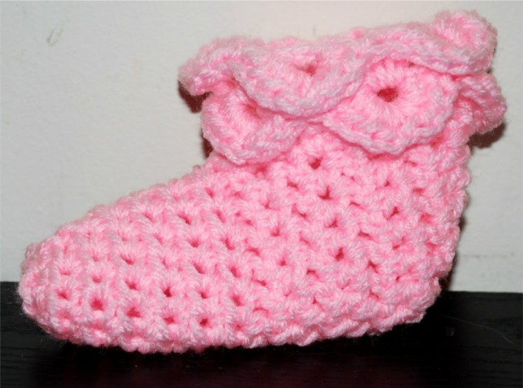 Crochet Crocodile Stitch Booties, Toddler Size Part II
