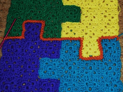 Crochet Puzzle Piece Tutorial with Granny Squares- Autism project