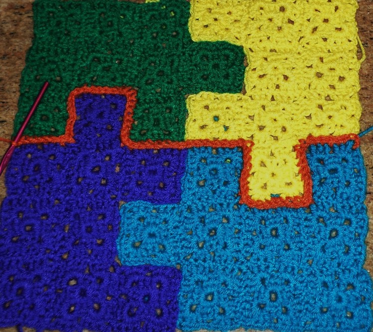 Crochet Puzzle Piece Tutorial with Granny Squares- Autism project