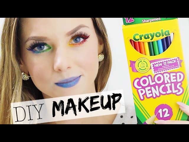 DIY Eyeliner & Lipstick with Coloured Pencils - DIY Rainbow Makeup