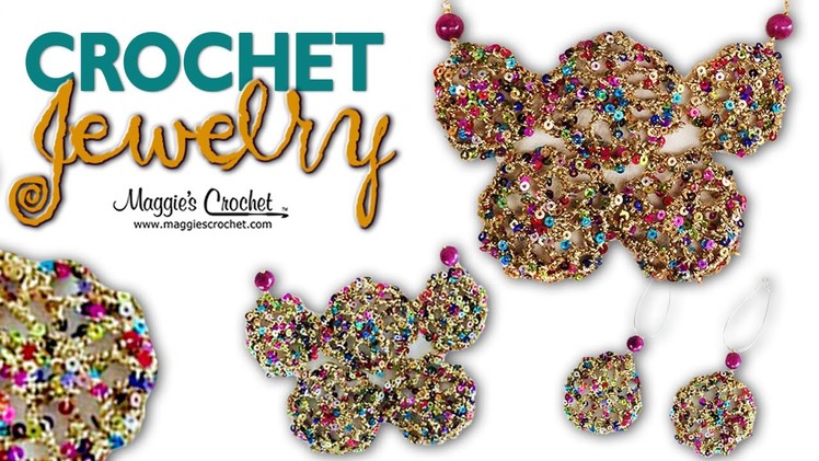 Enchant Yarn Motif Earrings & Necklace Free Crochet Pattern - Left Handed