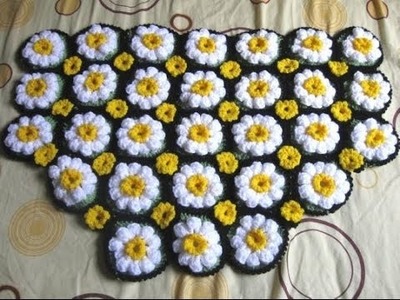How to Crochet a Daisy Rug Tutorial 1 - Left Handed Crochet Tutorial