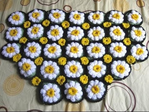 How to Crochet a Daisy Rug Tutorial 1 - Left Handed Crochet Tutorial