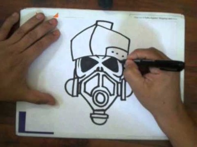 How to draw a skull with a gas mask (quick sketch)