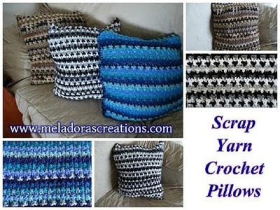 Scrap Yarn Crochet Pillow - Left Handed Crochet Tutorial