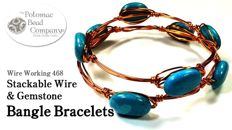 Stackable Wire & Gemstone Bangle Bracelets