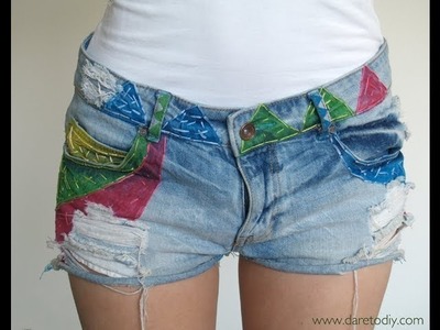 Tutorial DIY: Customize your denim shorts with textile markers (rotuladores textiles)