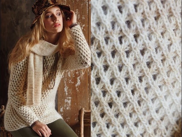 #13 Mesh Sweater and Ribbed Scarf, Vogue Knitting Fall 2014