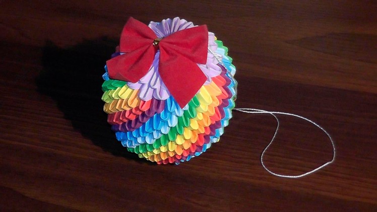 3D origami Christmas bauble rainbow tutorial