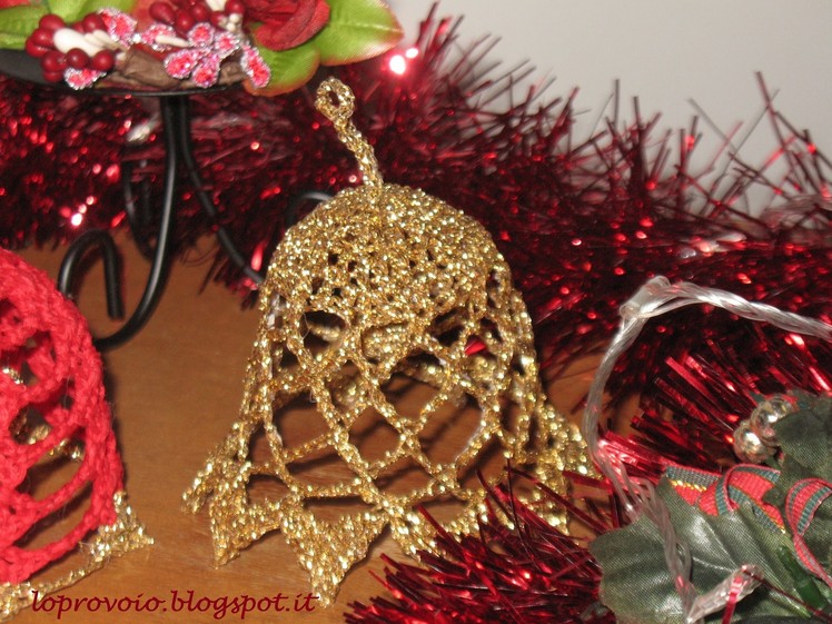 Campanella natalizia all'uncinetto.Campana navideña de ganchillo,Crochet Christmas Bell SUB ES-EN