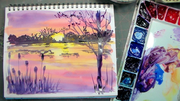 Color Mixing and Brushes for Beginners PLUS Sunset Painting Tutorial!