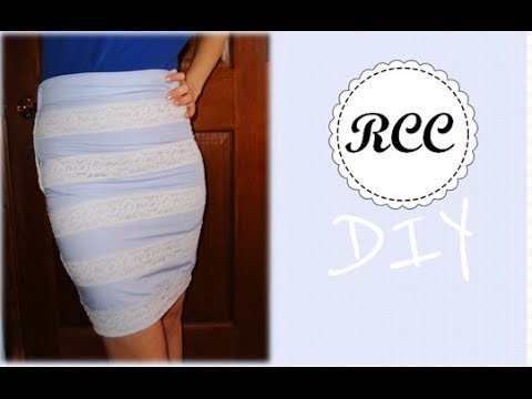 DIY Blue Lace Pencil Skirt