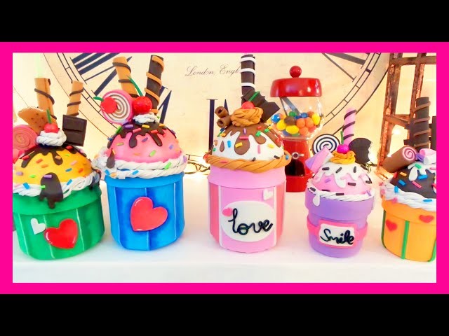 DIY crafts: how to make ice cream cupcake with EVA  foam recycled glass jars Isa ❤️