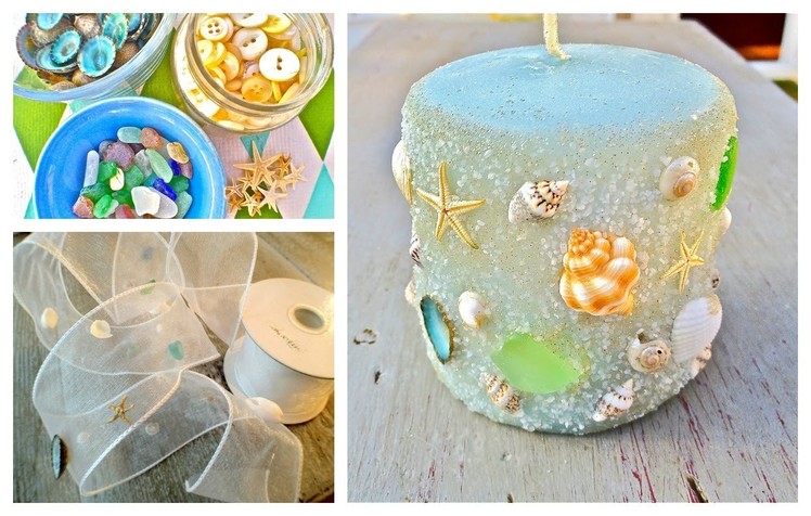 DIY Seashell, seaglass and sand Candles