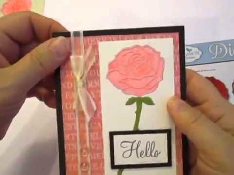 Glittered Rose Card with Elizabeth Craft Design dies