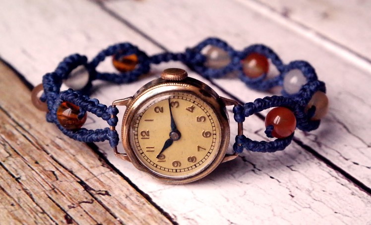 Simple  Watch Band with Beads -  Macrame Tutorial [DIY]