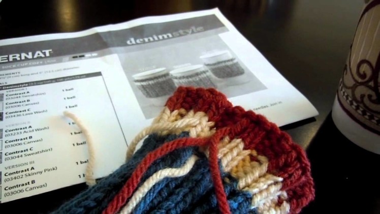 Weaving In Ends - Bernat Work Sock Cup Cozy (knit)