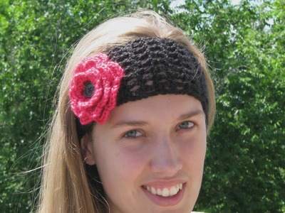 Crocheted hairband or headband, adult size, video 2