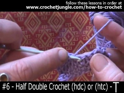 How to do a half double crochet stitch (hdc) - tutorial #6 LEFT HANDED