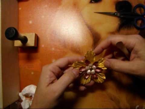 How to make Flower with pearls-powder card craft bookatris bookcards boekkaarten Jehovah