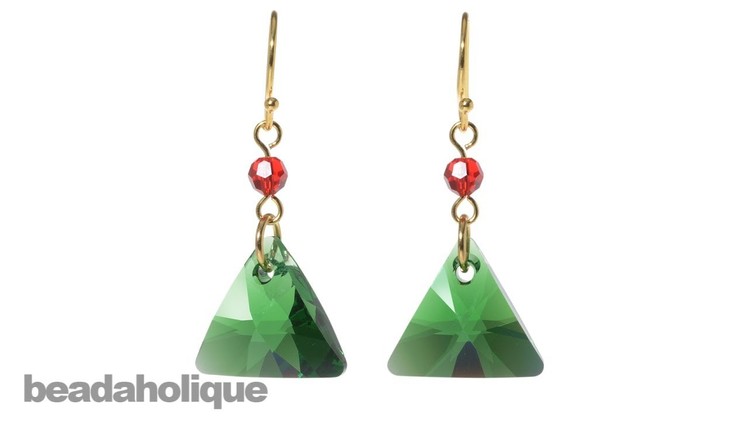 How to Make SWAROVSKI ELEMENTS Triangle Pendant Christmas Earrings