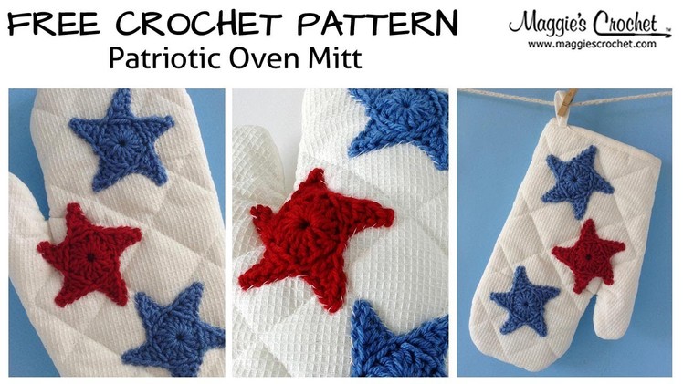 Patriotic Oven Mitt Free Crochet Pattern - Right Handed