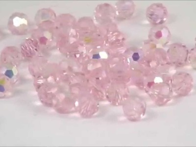 8mm round faceted pink opal ab crystal glass strand 45 loose beads 1.5mm hole A.B