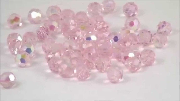 8mm round faceted pink opal ab crystal glass strand 45 loose beads 1.5mm hole A.B