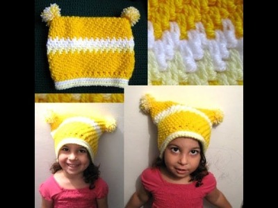 Childs Square Beanie - Crochet Tutorial - Thick Mesh. Brick Stitch