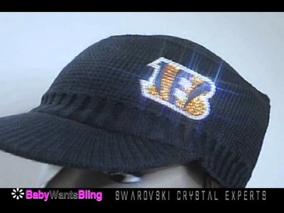 Cincinnati Bengals Swarovski Crystal Bling Rhinestone Ladies Beanie Knit Cap Hat