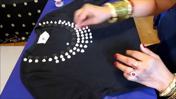 DIY: DECORATE YOUR SHIRT WITH PEARL BEADS.