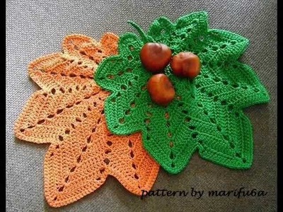 How to crochet hot pad,doily autumn leaf pattern for beginner