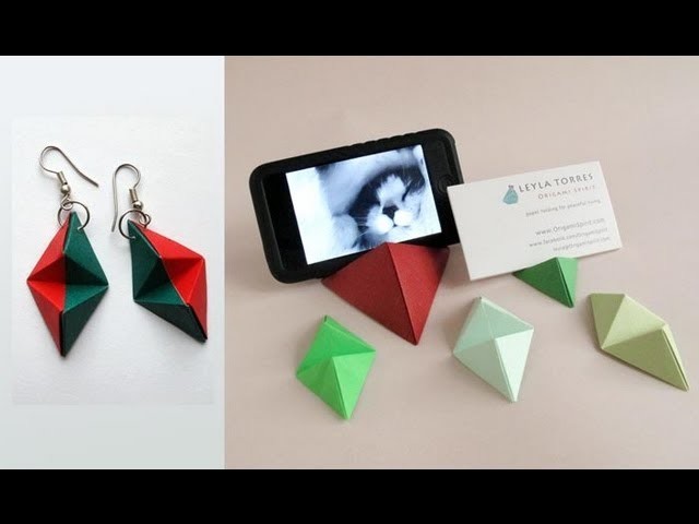 Origami Double Pyramid Business Card Stand - Base para tarjetas o iPhone