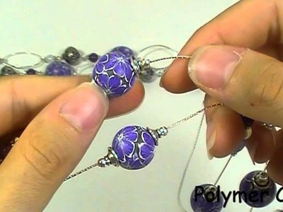 Violet Flower (polymer clay beads)
